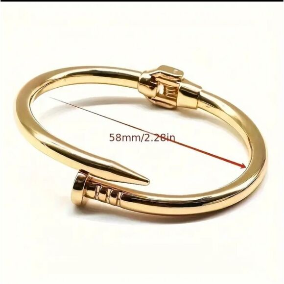 Rose Gold Nail Bangle Bracelet Stainless steel - Picture 2 of 3